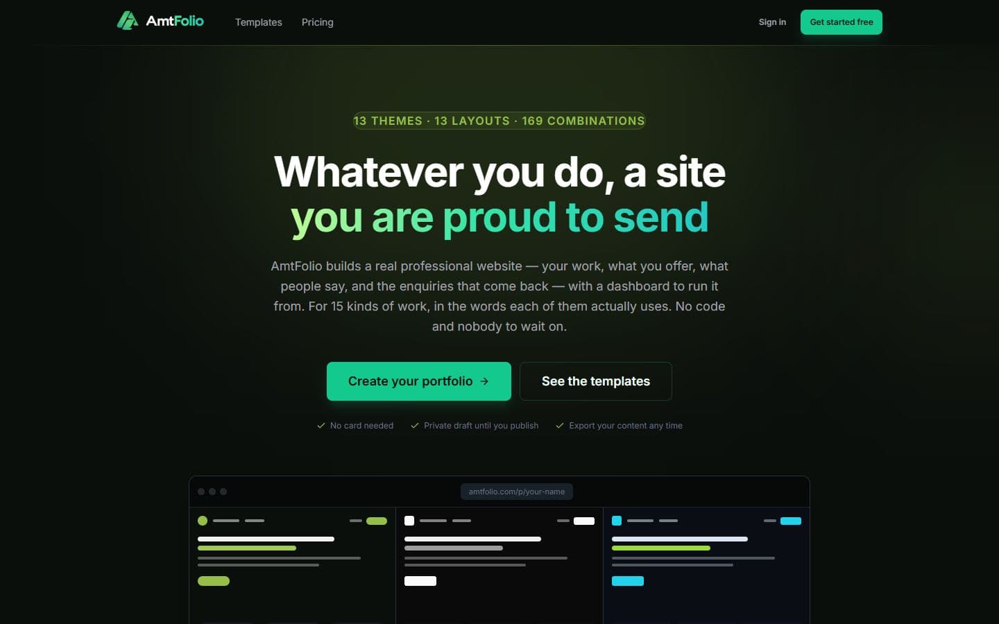 AmtFolio — Portfolio Website Builder
